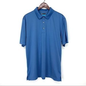 PGA Tour Blue Three Button Polo Shirt Short Sleeve Micro V-Dot Pattern Large